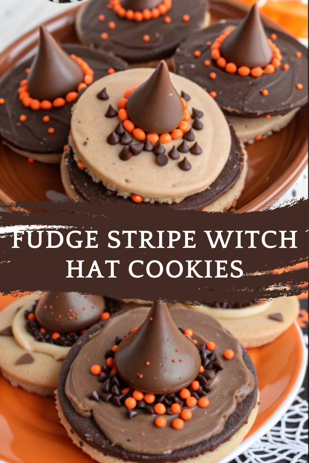 Fudge Stripe Witch Hat Cookies | Easy No-Bake Halloween Treat