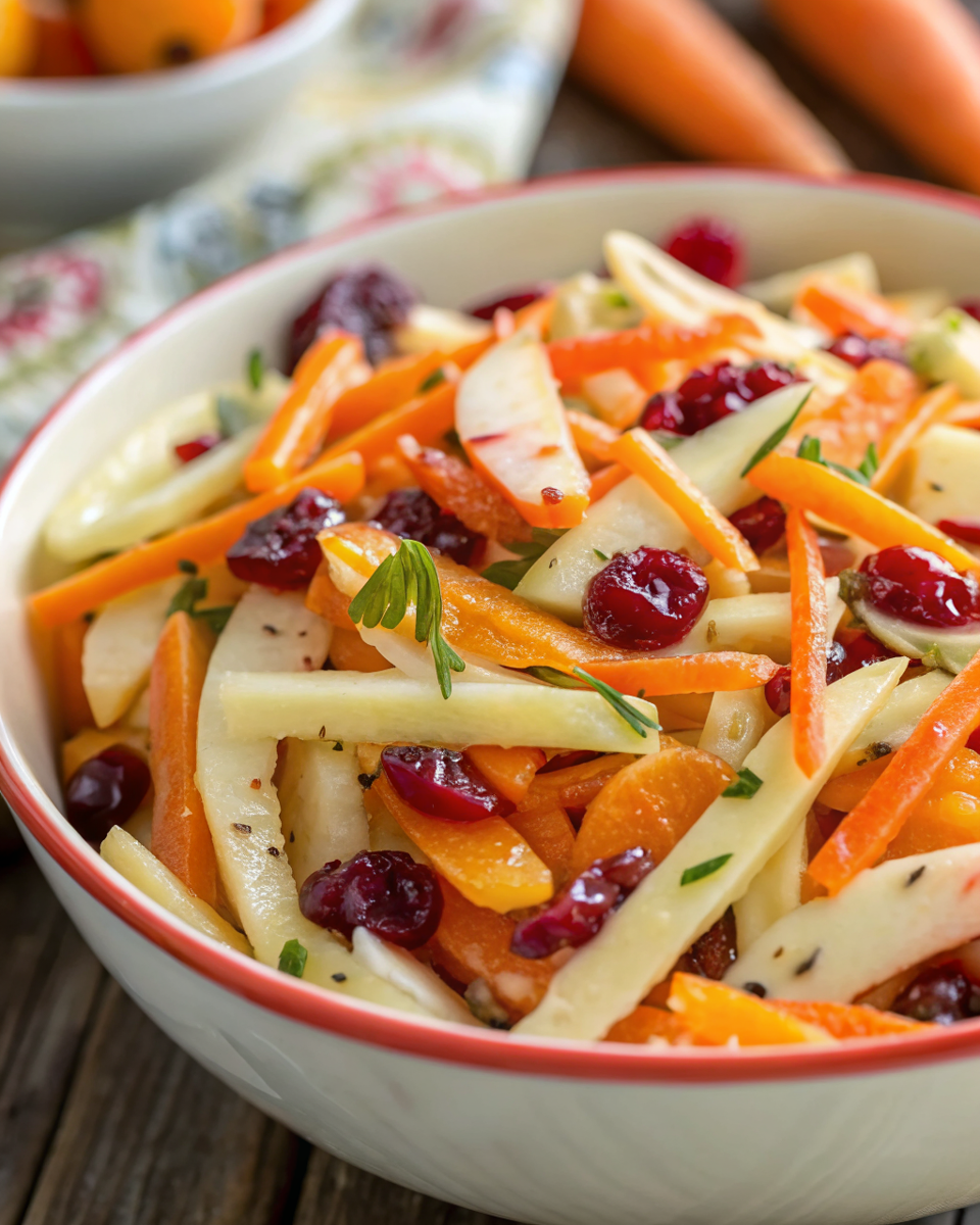 Refreshing Apple Cranberry Carrot Salad — A Colorful Crunch of Sweet and Tangy Goodness