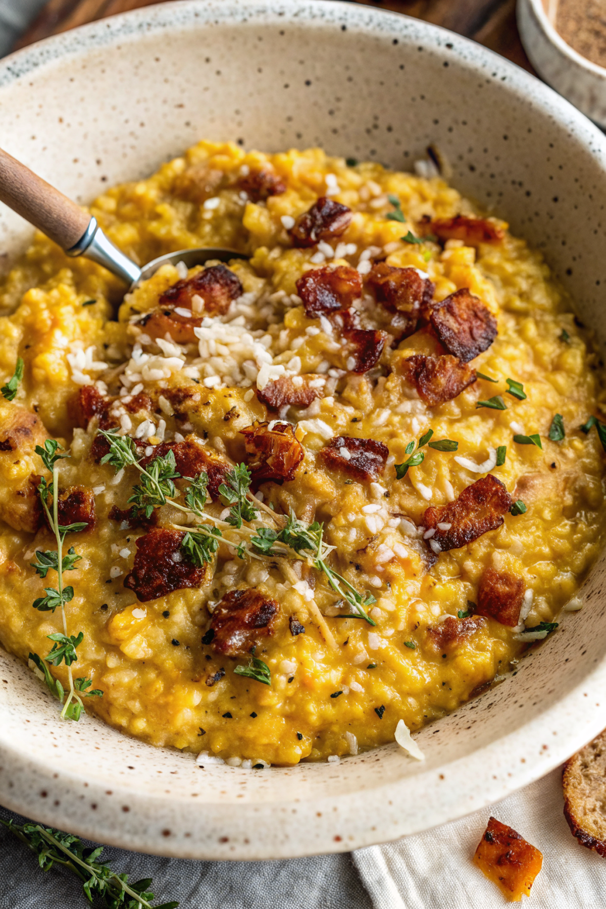 Pumpkin Risotto with Crispy Chicken & Parmesan — Creamy Comfort with an Autumn Twist