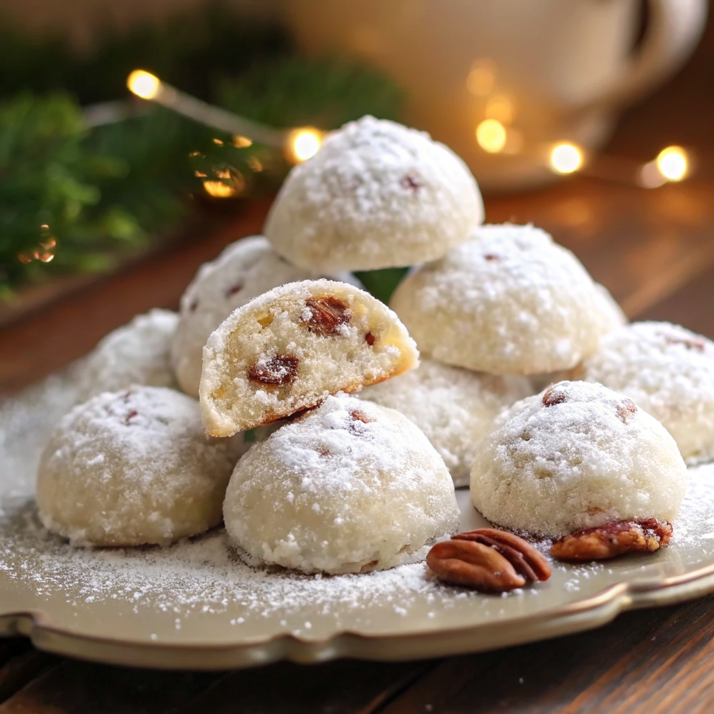 Buttery Pecan Snowball Cookies – Soft, Nutty & Melt-in-Your-Mouth Perfect