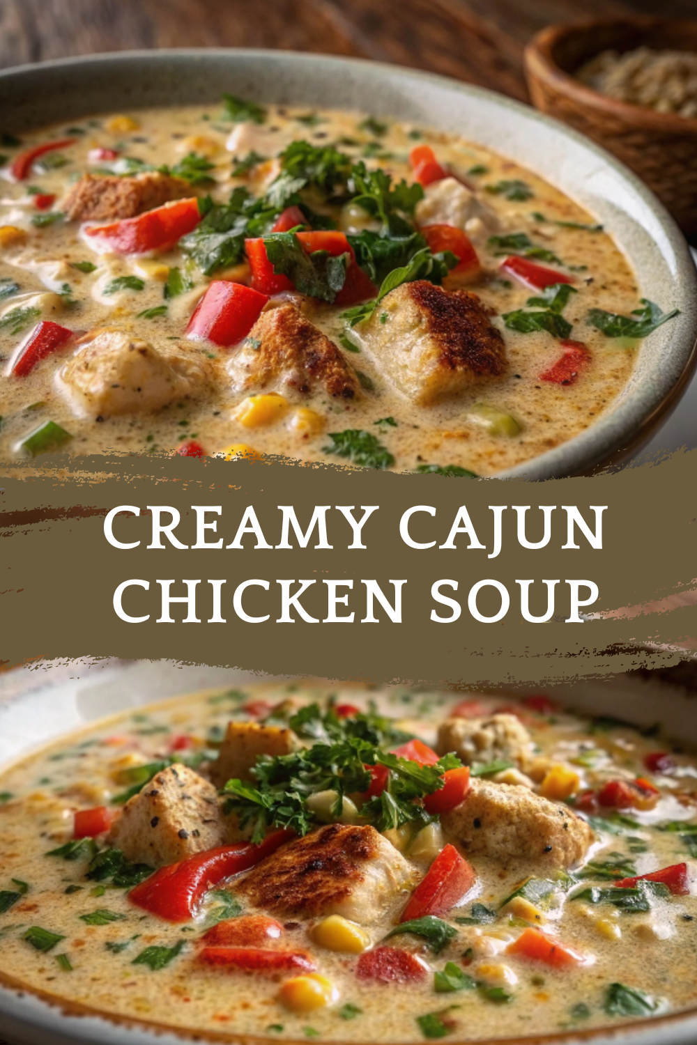 Creamy Cajun Chicken Soup – A Bold, Comforting, and Flavor-Packed Southern-Inspired Soup Loaded with Tender Chicken, Sweet Corn, Fresh Vegetables, and a Velvety Cajun-Spiced Cream Broth