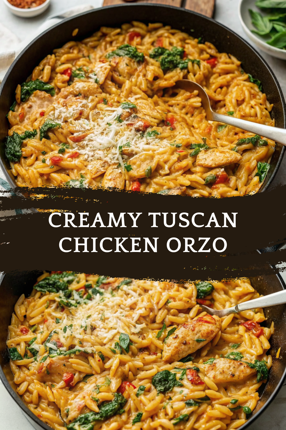 Creamy Tuscan Chicken Orzo – So Flavorful & Easy!