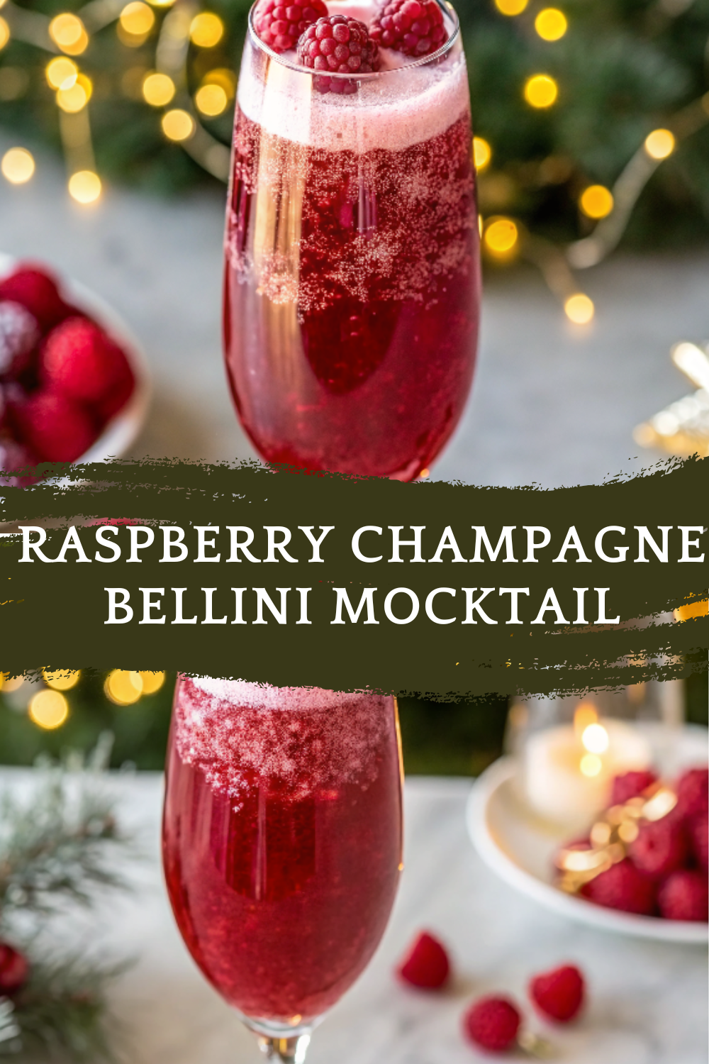 Raspberry Champagne Bellini Mocktail (Christmas & Thanksgiving)