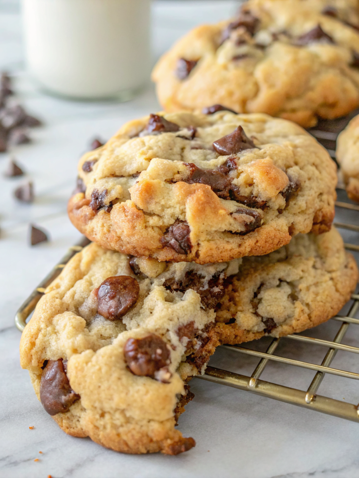 Ultra Thick and Chewy Chocolate Chip Cookies (Bakery Style, Soft Centers, Golden Edges)