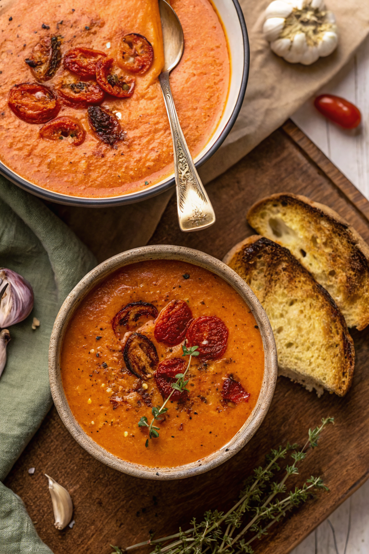Creamy Roasted Garlic Tomato Soup – Rich, Cozy & Full of Flavor