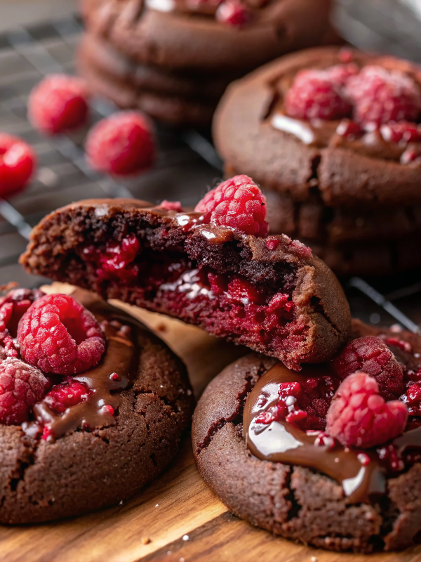 Chocolate Raspberry Cookies – Rich, Fudgy, and Bursting with Fresh Berry Flavor