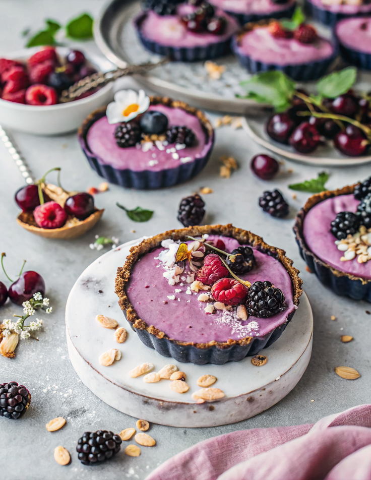 No-Bake Blackberry Mousse Tart – Creamy Vegan Dessert