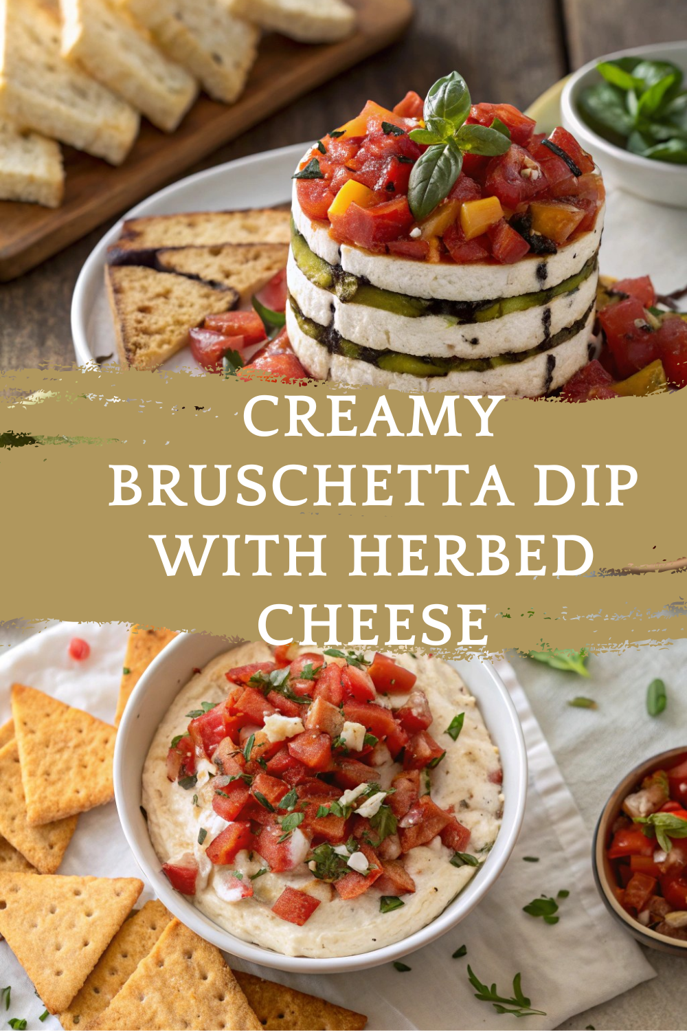 Creamy Bruschetta Dip with Herbed Cheese and Fresh Tomatoes