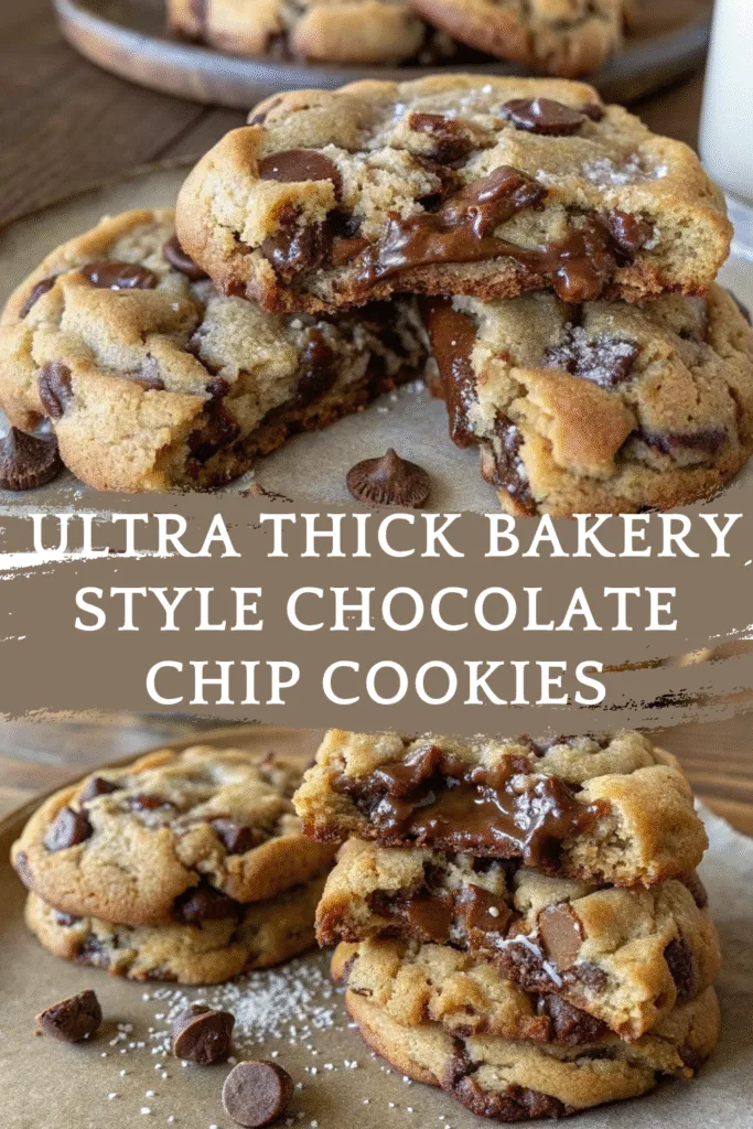 Ultra Thick Bakery Style Chocolate Chip Cookies – Crispy Edges, Gooey Centers, and Loaded with Chocolate