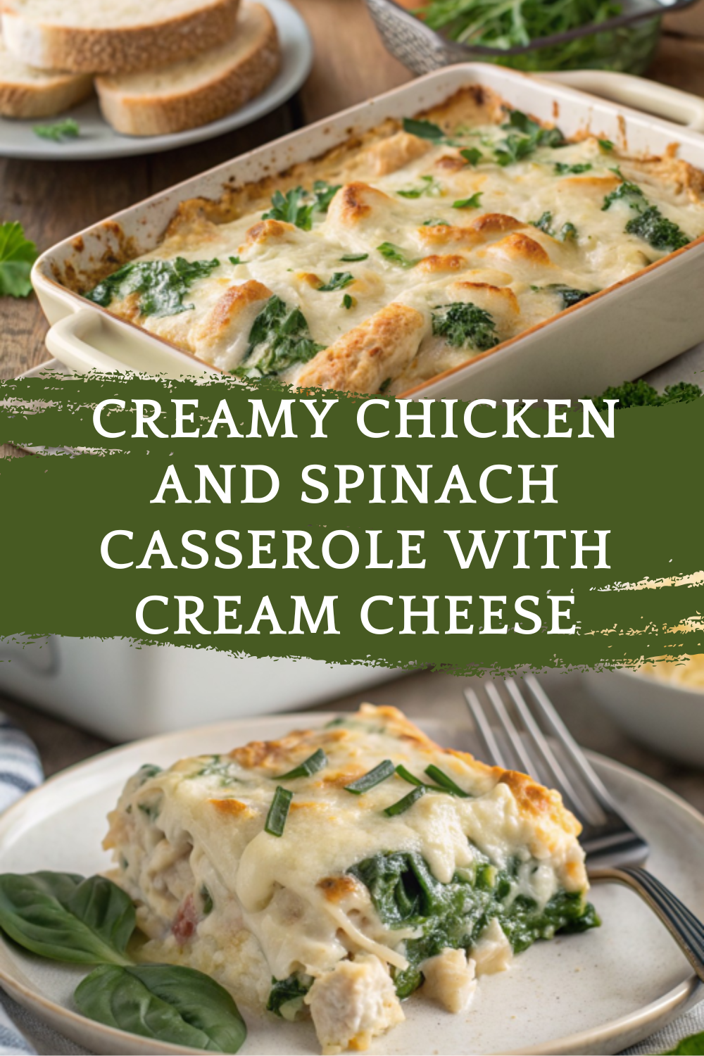 Creamy Chicken and Spinach Casserole with Cream Cheese